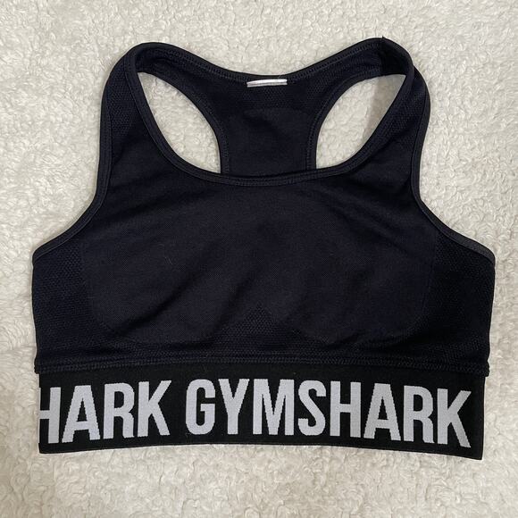 Gymshark Flex Sports Bra Black Light Support Seamless Workout Activewear S - Picture 3 of 4